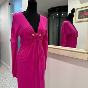 Roberto Cavalli Fuchsia Gold Leopard Dress – Italian Runway Glamour